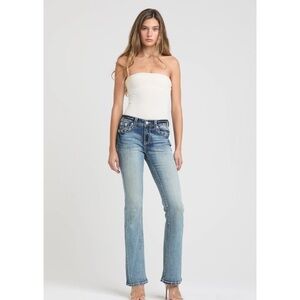 Grace in LA Aztec Embroidery Bootcut Jeans  G-12